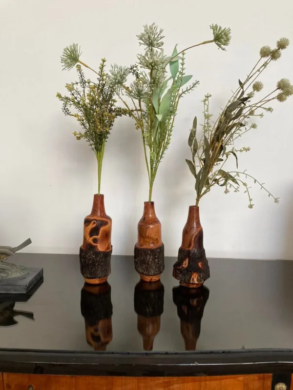 wood vases