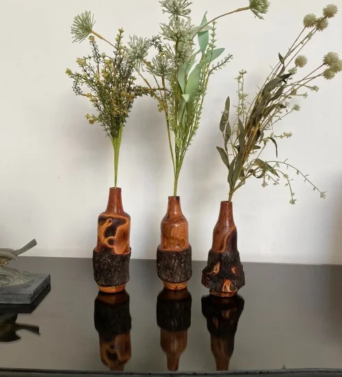 wood vases